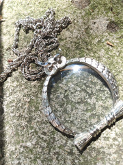 Vintage Silver Tone Magnifying Glass Owl 2” Pendant Necklace 24” Chain