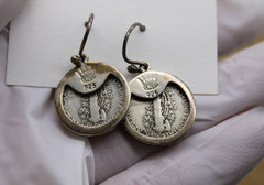 VINTAGE 925 STERLING SILVER MERCURY DIMES DANGLE EARRINGS (1941)
