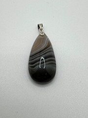 PURPLE ONYX AGATE TEARDROP PENDANT VINTAGE MARKED 925