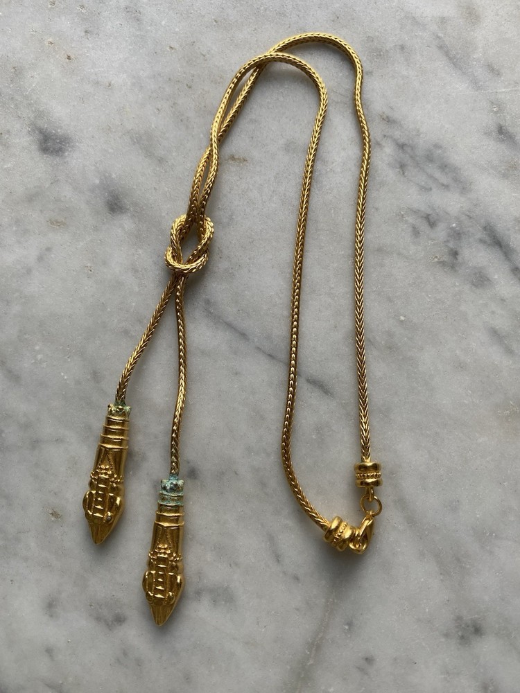 Museum Modern Art Double Snake 24K Plated Egyptian Lariat Necklace MMA WAG 1994