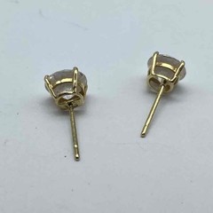 10K Yellow Gold 6.3mm Cubic Zirconia CZ Round Stud Earrings 1.1g