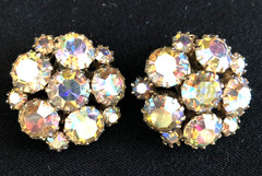 VINTAGE JULIANA AB RHINESTONES /GOLD TONE 5 LINK BRACELET AND EARRINGS SET