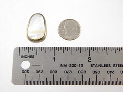Vintage NF Sterling Silver Mother of Pearl Shell Slide Pendant 925 7/8 Inch MOP