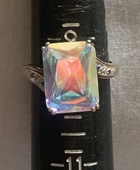 Vintage Gold Over Sterling Mercury Mist Topaz? Ring with Blue Accent Stones