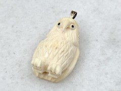 Vintage 10k Gold Hand Carved White Owl Pendant Wise Owl Masterful Artisan
