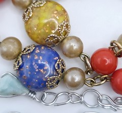Vintage Estate Beaded Bracelet Lot 14 Pc Art Glass Gemstone Craft Harvest Wear