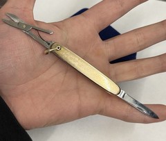 22g! Clean Gold filled fob Knife Vtg Gf 2.75-6” Ornate Scissor Charm Victorian