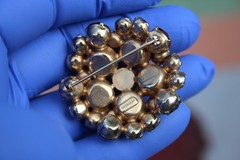 Vintage Signed EISENBERG Red Rhinestone Tiered Dome Brooch Pin 1940s 1950s MCM
