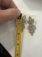 Vintage Silvertone And Rhinestone Earrings, Post Back For Pierced Ears
