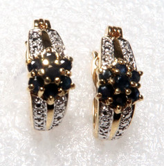 VINTAGE STUNNING STERLING SILVER BLACK CZ CRYSTAL PIECED EARRINGS
