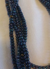 Torsade Indigo Blue Peacock Iridescent Glass Beads Necklace Wire Art Crafted