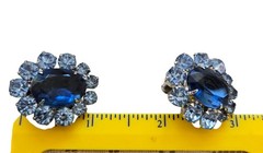 Vintage Julianna D & E Montana Blue Rhinestone 5 Link Bracelet & Earrings