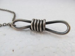 Unisex Vintage Pewter Knotted Rope Pendant Necklace