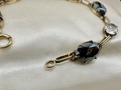 Antique Old VTG Gold Filled Tennis Bracelet White Topaz? Estate Sale Rare Read