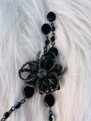 Vintage Belladonna Canada Black Iridescent Flower Drop Necklace Gothic Victorian