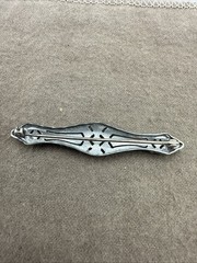 Antique Silver Tone Filigree Brooch Pin w/Rhinestones