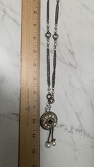 VINTAGE silver tone CRYSTAL AB rhinestone DROP NECKLACE chain SPARKLY Faux pearl
