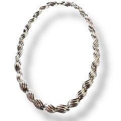 Vintage Trifari Necklace Textured Silver Tone Choker Collar 15 inch