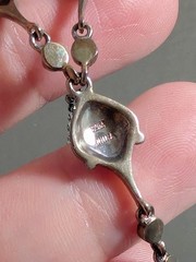 Vintage Unused W/Box Sterling Silver Garnet & Marcasite Station “Y” Necklace