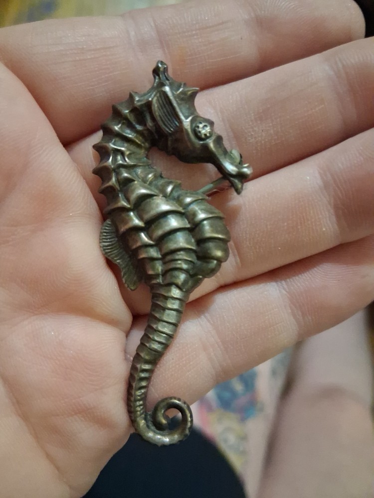 Vintage 196os Sterling Seahorse Broach Pin