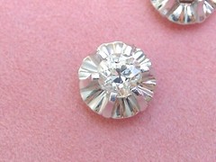 ANTIQUE 1.35ctw MINE DIAMOND PLATINUM BALLERINA SETTING 10 mm STUD EARRINGS 1930
