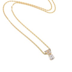 Vintage 1960s 14K Yellow Gold White 0.7 cttw Diamond Choker Pendant 16″ Necklace