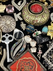 Vintage-Now Jewelry Lot Of 120 Pendants & Charms For Necklaces Enamel Rhinestone