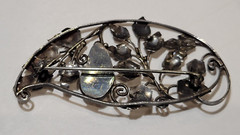 Antique Natural Baroque Pearl Hand Made Sterling Silver Fruit Vine Ivy Brooch