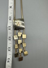 Vintage Odd Fellows Necklace Modernist Pendant Gold Tone Snake Chain Rare 20”