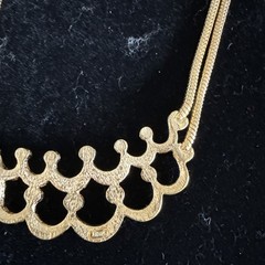 VINTAGE CHRISTIAN DIOR DOUBLE CHAIN CRYSTAL NECKLACE ADJ 16-18”
