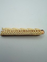Vintage Paul-Lin Faux Ivory Elephant Bar Tie Carved Celluloid Look