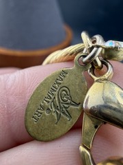 Vintage Maximal Art Charm Bracelet Initial K Coin Faux Pearl John Wind 7.5″
