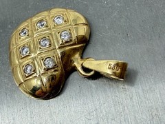 Vintage 585 14K Yellow Gold Diamond Heart Shaped Charm or Pendant 2.7 Grams