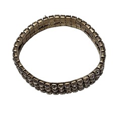 Vintage Art Deco Rhinestone Stretch Bracelet 3 Strand Gold Tone Fashion Jewelry