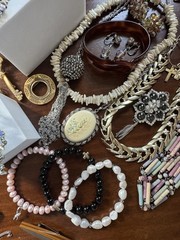 Antique Vtg to Now Rhinestone Costume Jewelry Lot 96+ Pcs Vendome Germany Silver