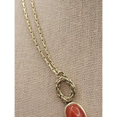 Monet Y Necklace Blue Red Acrylic Stones Matte Goldtone Southwest