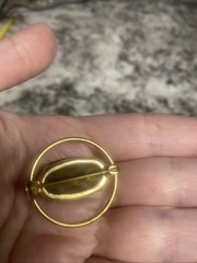 Vtg Simple Circle Pin Large Orange Citrine Glass Accent Stone November Birth