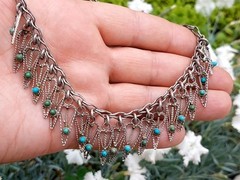 Antique Armenian Silver necklace with natural turquoise