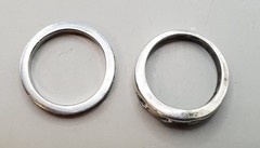 2 Sterling CZ Rings Sz 5: Joseph Esposito Eternity Band 1 CZ missing, Wavy Band