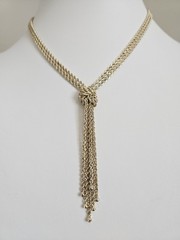 VTG Gold Vermeil Sterling Multi Strand Rope Waterfall Knot Tassel Necklace 17″