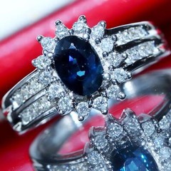 14k white gold 1.25ct natural diamond size 5.75 ring sapphire halo heated 3.35gr