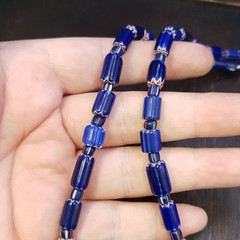 Vintage Venetian Style Blue Chevron Beaded Necklace 18in | 4.7–20.3mm Beads