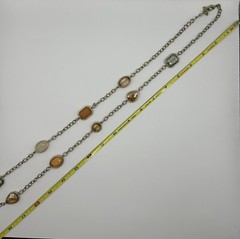Vtg Estate Sale Cookie Lee Signed Chain Necklace With Shimmery Jewel Stations