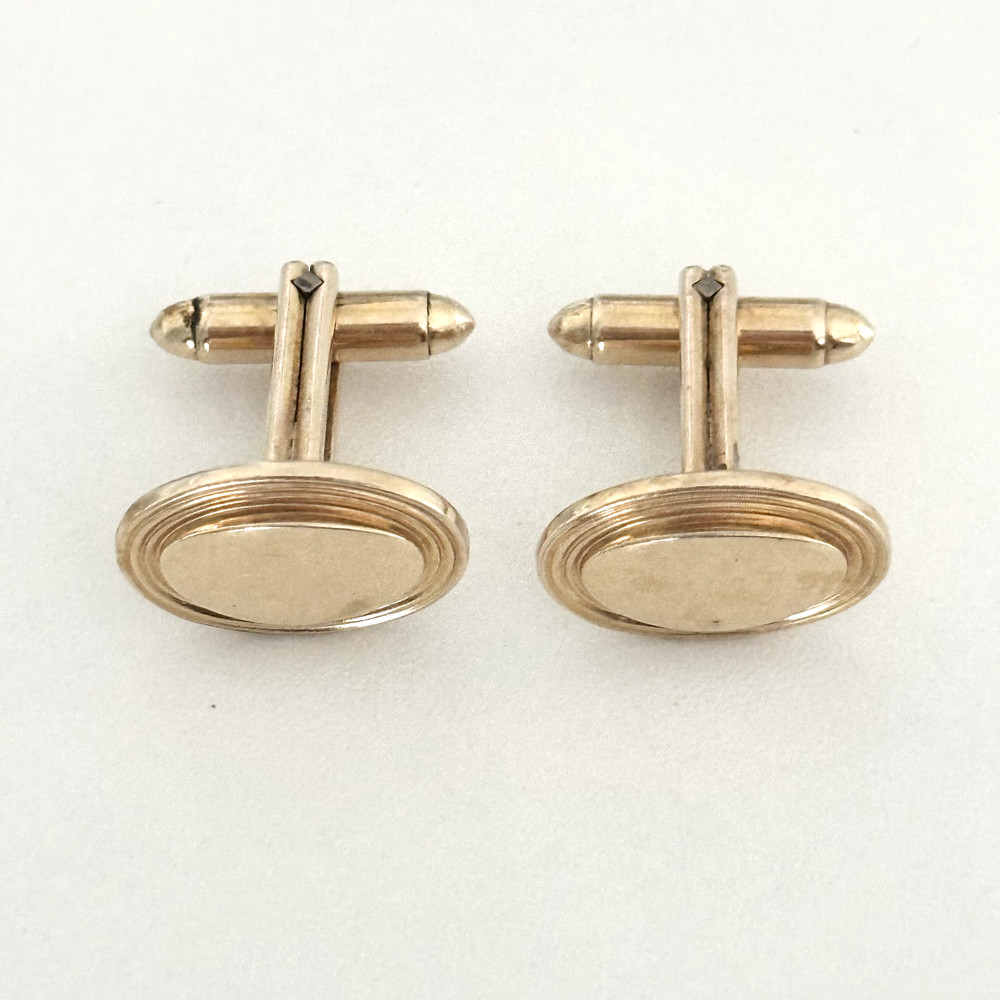 Vintage Hadley USA 12K Yellow Gold Filled Oval Bullet Back Cufflinks