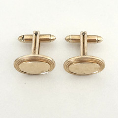 Vintage Hadley USA 12K Yellow Gold Filled Oval Bullet Back Cufflinks
