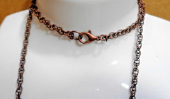 Large Vintage Solid Copper Cross / Crucifix Pendant & 22″ Curb Link Chain 12.6 g
