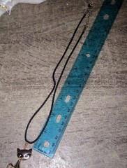 Vintage Big Eyes Gold Tone Cat Necklace & Fabric Braid Cord 18″ Siamese, Alien