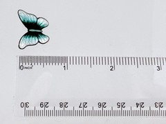 Vintage Sterling Silver Guilloche Enamel Teal Green Blue Butterfly Pin 2g 21mm