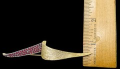 Vintage 1960’s Signed ART Arthur Pepper Gold Tone Red Rhinestone Abstract Brooch