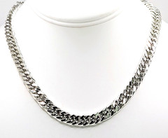 Vintage Rhodium Plated 9mm Curb Chain Choker Necklace 14″- 17.5″ Hook Clasp